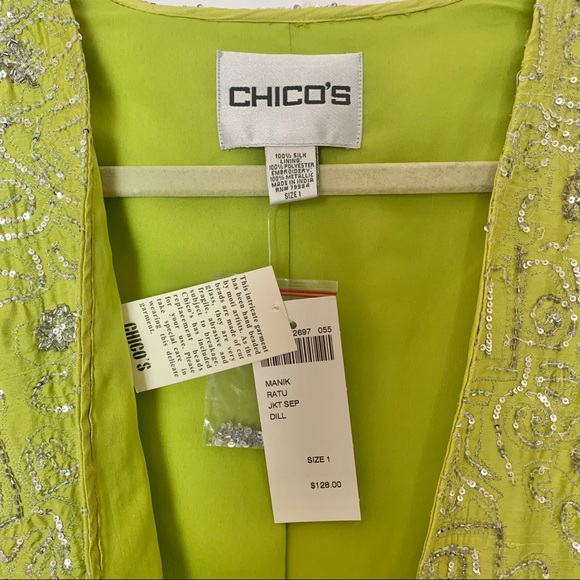 Chico’s Silk Hand Beaded Open Cardigan - Picture 6 of 8